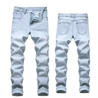 Pantalones Vaqueros de Diseño Personalizado, Estilo Casual, de Alta Calidad, con Parches de Colores, Desgastados, Corte Recto para Hombre