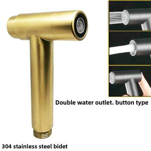 304ステンレス鋼製ビデコンパニオンセット、浴室用圧力増強フラッシュトイレスプレーガン蛇口、デュアルアウトレットアングルハンド - Product Image 2