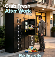 Casier réfrigéré intelligent à 10 portes pour chaîne du froid, armoire de livraison d'aliments frais à récupération autonome par PIN et code QR pour supermarché