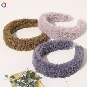 إكسسوارات شعر نسائية جديدة من QIYUE، عصابة رأس عريضة أنيقة من الفرو الصناعي والصوف للفتيات - Product Image 4