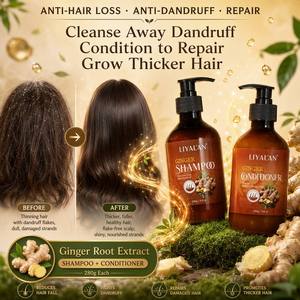 Set de Champú y Acondicionador de Jengibre, Anticaída, Anticaspa, Nutre y Repara el Cabello Dañado, Dúo para el Cuidado del Cabello, Extracto Natural, 280g, Vegano, OEM - Product Image 5