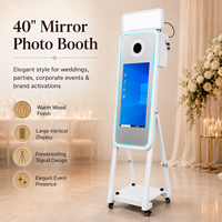 Miroir portable pliable de 40 pouces, miroir intelligent tactile pour selfie, photomaton avec flash et parapluie