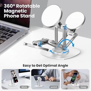 Magnetic <b>Phone</b> <b>Stand</b> 360 Degree Rotation Adjustable Desk Holder <b>for</b> Apple iPhone Metal Base Foldable Design - Product Image 2