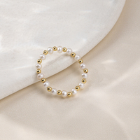 Nagosa Original Design klassische weiße Süßwasser perle Elastizität verstellbaren benutzer definierten Ring für Frauen