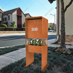 Buzón de acero Corten grande Buzón de correo impermeable independiente Construcción de metal duradera para jardín y patio - Product Image 4