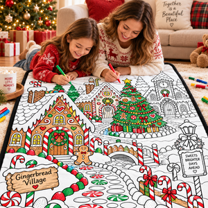 Couverture en flanelle à colorier soi-même pour Noël avec marqueurs, couverture lavable pour le graffiti, amusement hivernal pour les enfants et la famille - Product Image 2