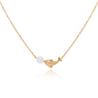 Vente en gros de bijoux personnalisés en acier inoxydable plaqué or 18 ct pour animaux de l'océan collier de baleine pour femmes