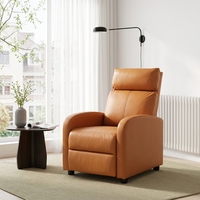 Fauteuil inclinable individuel VANBOW en similicuir respirant orange, réglable manuellement, avec dossier rabattable