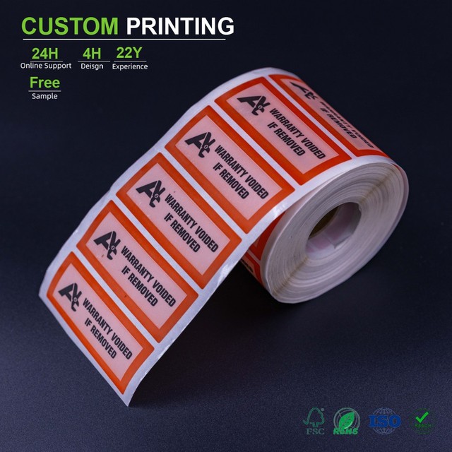 Office Supplies Custom Void Sticker for Digital Rectangle Color Software Labels Security Roll Sticker Durable Waterproof PET