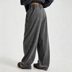 Wholesale Custom Logo Blank Y2K Streetwear Acid Wash Heavyweight Cotton High GSM Baggy Sweatpants Wide Leg Pants Men TKAN7720 - Product Image 3