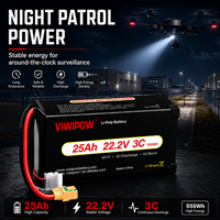 بطارية ليثيوم بوليمر عالية الجودة من VIWIPOW، 6S 22.2V 3C 25Ah، حزمة بطارية عالية التفريغ للطائرات بدون طيار الأمنية
