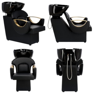 Black Gold Beauty Salon Furniture Set Hairdressing <b>Basin</b> Salon Hairdressing Equipment Styling Chair Shampoo Bowl - Product Image 3