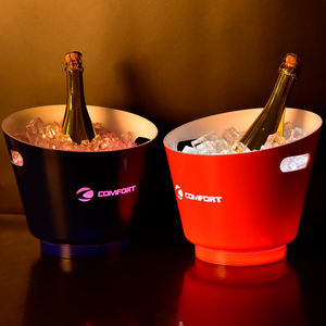 Vente en gros seau à glace led en plastique seau refroidisseur de vin champagne seau à glace led clignotant promotion de boisson - Product Image 6