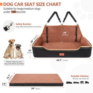 Assento de Carro para Cães Grandes, Design Sólido de Animal, Cama de Viagem com Espuma de Alta Densidade, Capa Lavável e Coleiras de Segurança para Cães de Porte Médio/Grande - Product Image 2