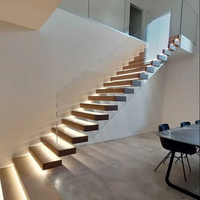 Escaliers flottants modernes pour la maison Escalier de décoration Design en acier au carbone Invisible Stringer en bois de chêne blanc Escalier d'intérieur