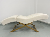 Table de massage électrique portable multifonctionnelle avec dossier rotatif à 360 degrés, pieds réglables, en cuir PU et structure métallique