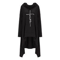 Sweat-shirt à manches longues pour femmes, imprimé Faith, ample, décontracté, ourlet irrégulier, sweat-shirt Long, robe pour femmes