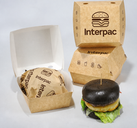 Boîte à hamburger haut de gamme en papier kraft, jetable, épaissie, sans pliage, pour emporter, emballage alimentaire pour restaurant