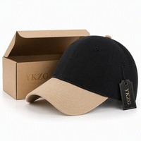 Gorra de Béisbol Personalizada con Logotipo de Marca, Dos Tonos Negro y Marrón, de Alta Calidad, 6 Paneles, Visera Curva, Gorra Promocional para Hombre, Venta al Por Mayor
