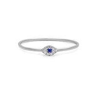 Bague Milskye Nouvelle Collection en Argent Sterling 925 Plaqué Or 18 carats avec Zircon Saphir Bleu Délicat et Motif Mauvais Œil