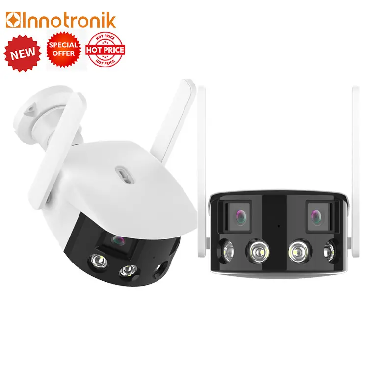 Innotronik 4MP Dual Lens 2-Way Audio Smart AI CCTV Camera 180 Degree Wide-angel Colorful Night Vision Bullet Camera H.265