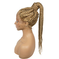 Vente en gros perruque en dentelle tressée en boîte perruques en dentelle synthétique avec cheveux de bébé tresses à 8 brins tresses en queue de cheval couvre-chef en dentelle pour cheveux de femme