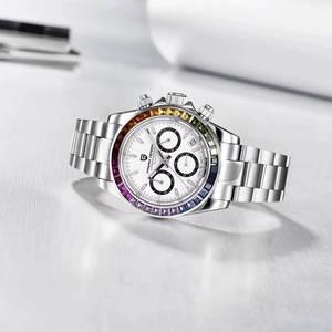 Montre sport PAGANI DESIGN PD-1644 avec lunette arc-en-ciel, montre à quartz pour homme, acier inoxydable, étanche 100 m, montre pour homme VK63, chronographe saphir - Product Image 3