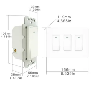 Tuya美国智能Wifi照明家居墙壁开关单极1/2/3/ 4组频道按钮开关无线遥控