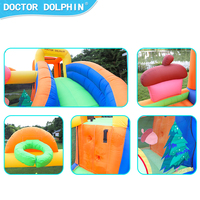Château gonflable pour enfants avec toboggan, motif d'écureuil mignon, facile à installer