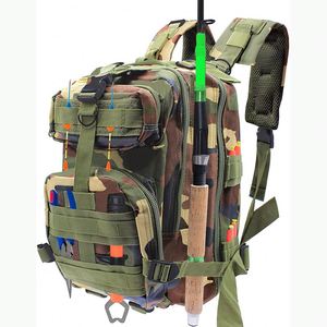 Sac à dos de pêche avec porte-cannes, 4 boîtes à pêche et housse de pluie - échantillon gratuit, grand espace de rangement pour équipement de pêche - Product Image 1