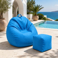 Großhandel Lazy Sofa Sitzsack-Set Vakuumkomprimiert Wasserdicht Nautisch Hellblau mit Ottoman für Garten und Terrasse