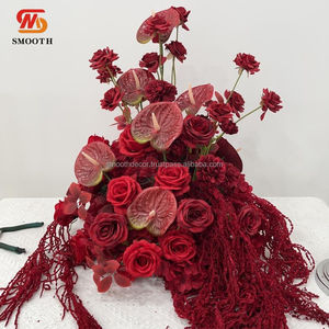 Bola de Flores Artificiales Personalizada con Rosas de Seda Rojas para Decoración de Centro de Mesa de Boda, Tamaño Personalizado Disponible - Product Image 1