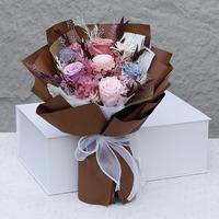 BH Creative Hadiah Hari Valentine Hari Ibu untuk Pacar, Kotak Buket Bunga Mawar Abadi, untuk Acara Mewah
