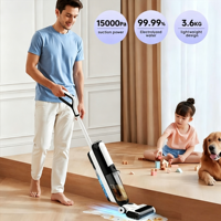 Nettoyeur de sols sans fil 15000Pa avec moteur BLDC, aspirateur eau et poussière, et serpillière, assistant vocal, pour usage domestique
