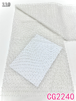 Tissu en dentelle perlée écologique de luxe avec perles et sequins français pour robes de mariée