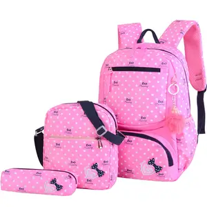 Großhandel 3 teile/satz Outdoor Bagpack Kinder Rucksack Kinder niedlich Bowknot Leinwand Schult aschen für Kinder