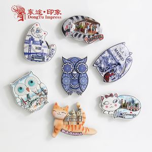 Imanes de nevera de resina magnética estéreo 3D creativos, recuerdos de viaje europeos transfronterizos para gatos, cachorros, acentos de pared para mascotas - Product Image 4