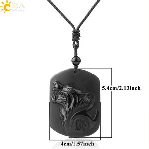 CSJA-<span class=keywords><strong>collier</strong></span> en <span class=keywords><strong>obsidienne</strong></span> noir tendance, quartz naturel <span class=keywords><strong>bouddha</strong></span>, hibou, tête de loup, dragon, bijoux pour hommes, amulette porte-bonheur, G644 - Product Image 5