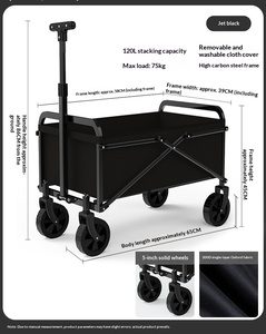 عربة تخييم خارجية قابلة للطي، عربة تسوق متنقلة بفتحة خلفية، عربة تسوق محمولة كبيرة السعة - Product Image 6