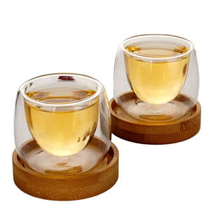 <span class=keywords><strong>Tazze</strong></span> in Vetro Termico a Doppia Parete da 80ML, Moderne ed Ecologiche, Resistenti al Calore, con Piattino, per Tè/Caffè - Product Image 1