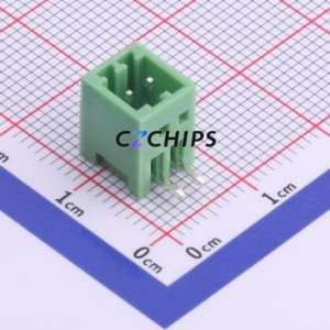 XY2500R-T-2.5-2P Plug-in Terminal Block Bent Lead Through Hole,P=2.5mm Connector Board-to-Board / Socket Closed 1x2P 2.5mm Green - Product Image 1