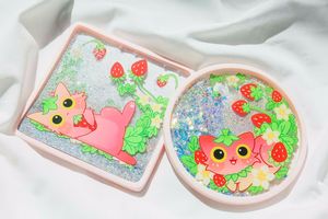 Hadiah Promosi magnet kulkas Coaster cair Glitter Coaster Glitter jatuh mendukung Logo Anda sendiri - Product Image 5