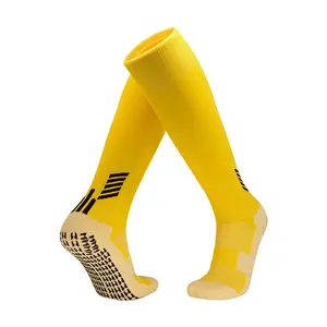 Oem Custom Logo Scrunch Sport Anti Slip Knie Hoge Kous Mannen Voetbal Non Slip Grip Sokken