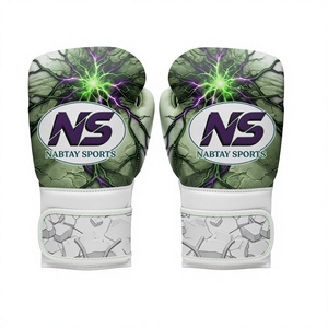 Boxing <b>Gloves</b> Real Leather Non-Slip Sublimation Print Lace-Up Closure Breathable Adult Unisex Training <b>Gloves</b> - Product Image 1