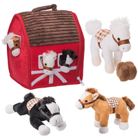 Nouvelle Grande Peluche Personnalisée pour Enfants 2025 – Maison de Cheval en Peluche Marron/Blanc avec Couverture en Coton Noir – Jouet Animal en Peluche Confortable