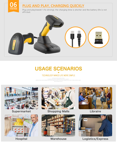 Netum NT-1200 NT-1288 không dây 1D Đầu đọc mã vạch 2D QR màu xanh răng công nghiệp máy quét mã vạch - Product Image 6