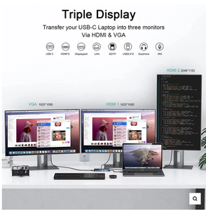 <span class=keywords><strong>Hub</strong></span> <span class=keywords><strong>USB</strong></span> <span class=keywords><strong>C</strong></span> 11 en 1, Adaptador Multipuerto Tipo <span class=keywords><strong>C</strong></span>, PD 100W, HDMI, VGA, LAN, <span class=keywords><strong>Hub</strong></span> de Pantalla Triple para Computadora Portátil y de Escritorio - Product Image 6