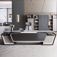 Nouveau design de luxe, mobilier de bureau, bois rouge, table de direction de haute qualité, bureau de bureau commercial élégant pour PDG