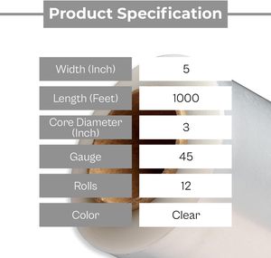 12 Rolls Mini Stretch Wrap with <b>Plastic</b> Handle, 5 Inch x 1000 Ft, 45 Gauge Industrial Strength Clear Stretch Film - Product Image 2