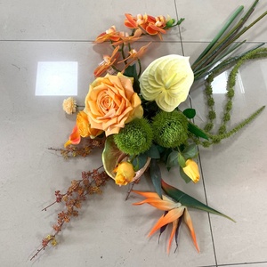 ช่อดอกไม้เจ้าสาวประดิษฐ์สีส้มเขตร้อน LO-1216 ผสมดอกเบิร์ดออฟพาราไดซ์และดอกกล้วยไม้ สำหรับพิธีแต่งงานในสถานที่ท่อง<span class=keywords><strong>เที่ยว</strong></span> - Product Image 3